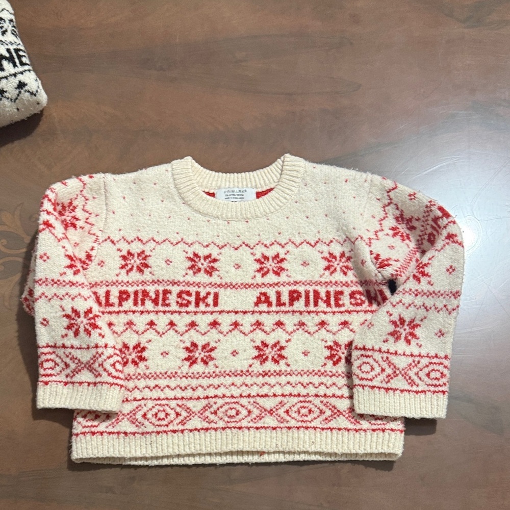 Alpineski Cream and Red Knit Sweater